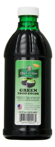 Colorante Alimentario Chef-o-van, Verde, 16 Onzas