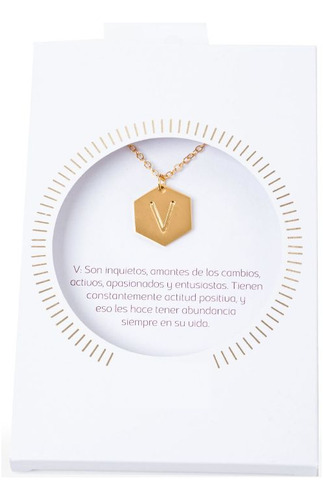 Collar Cadena Inicial Letra V Baño Oro 18k Regalo Parejas