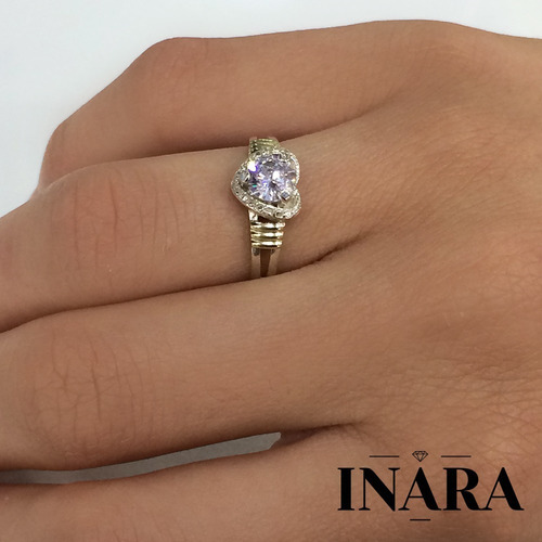 Anillo Plata Y Oro Con Cúbic Diseño Corazón. Inara 02007 91