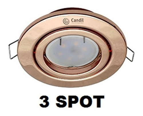 Imagen 2 de 6 de Spot Redondo Movil Cobre Gu10 + Lamparas Led 7w 220v