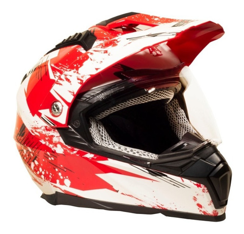 Casco Cross Tech-x2 Fx-606 Blanco/rojo Rider One