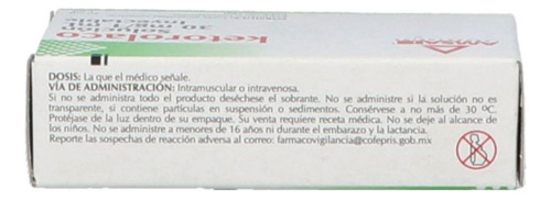 Ketorolaco 30 Mg/ml Solución Inyectable 3 Ampolletas