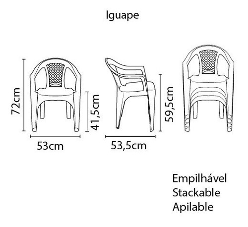 Conjunto 10 Cadeiras Plástico Com Braço Iguape Tramontina