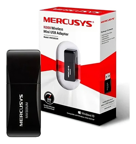 Tarjeta De Red Usb Mercusys Mw300um 300mbps 