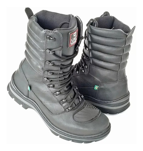 Bota Nave Pegasus Cano Alto Couro Militar Motoqueiro Tática