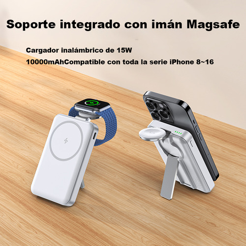 Batería Portátil Inalámbrica 2 En 1 T17 Blanco