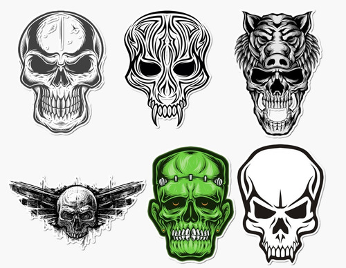 Imagen 3 de 3 de Pack De 20 Stickers Calaveras (p017)