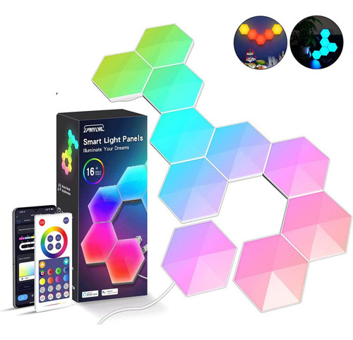 - 3x Rgb Wifi Voice Control Led Hexagon Light De Parede