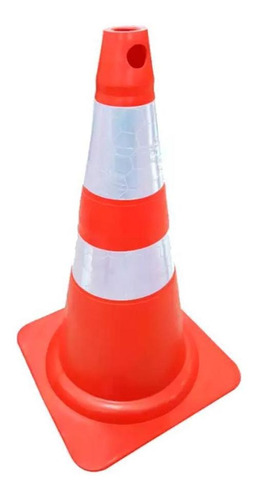 Imagem 1 de 6 de Cone De Segurança 50cm Laranja E Branco Flexível - Plastcor