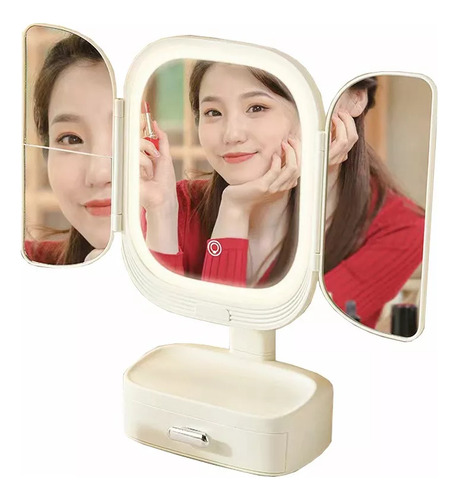 Espejo De Maquillaje Con Luz Led Tactil Niveles Ajustable