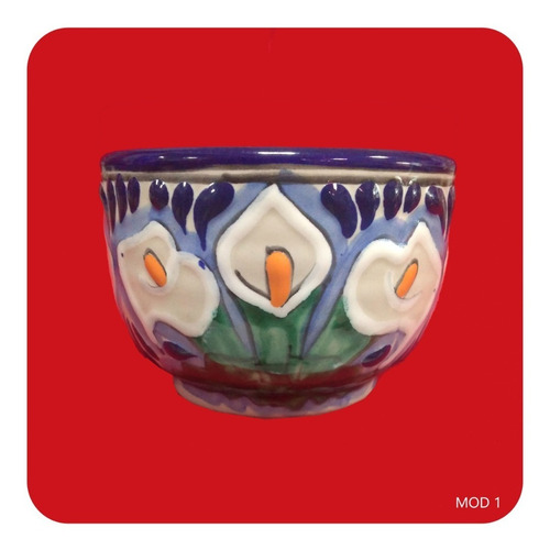 3 Macetas Alcatraz Tazón Talavera Poblana Barroca 10x7cm Mct