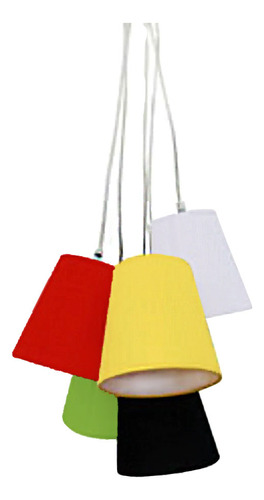 Lámpara De Techo Colgante Con 5 Pantallas De Tela Multicolor