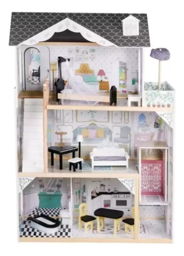 Casa De Muñecas De Madera De 3 Pisos - Isabella Doll House