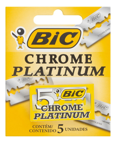 Lâmina Descartável Bic Chrome Platinum 5 Unidades