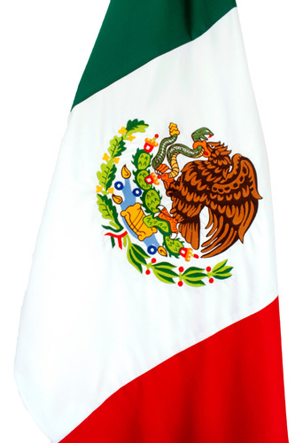 Bandera Mexico Bordada 90 X 158 Cm, Con Moño Tricolor 