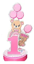 Comprar Adorno Con Base Primer Añito Con Globos X1u Primer Añito Con Globo Rosa