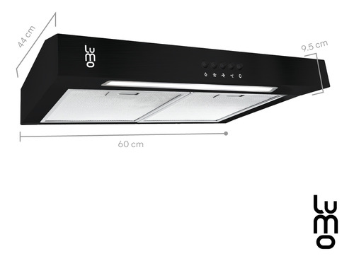 Campana Cocina Extractora De Pared 60 Cm Acero Inox Luz Led Color Negro