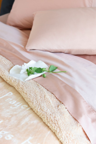 Imagen 4 de 8 de Frazada Flannel Corderito Al Tono - Línea Málaga Queen Beige