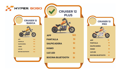 Moto Montable Eléctrica Infantil Hyper Gogo Cruiser 12 Plus Verde Vehículo Eléctrico Seguro para Niños con Velocidades Ajustables Luces LED Bluetooth y Efectos de Niebla Realista