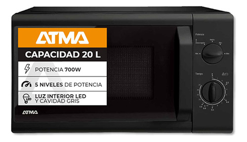 Microondas Atma Matrb20an 20 Litros 700w Digital Negro