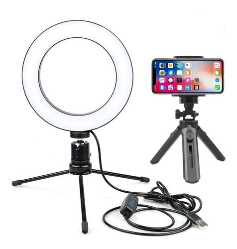 Ring Light Luz Led Iluminador Selfie Make Live Foto Tripé