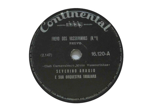 78 Rpm Severino Araujo Frevo Das Vassorinhas Nº 1 Zé Carioca