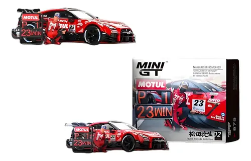 ミニカー MGT00345 WORKS Nissan GT-R Red Miniatura Nissan GT-R Nismo com Figura Tsugio Matsuda 1:64