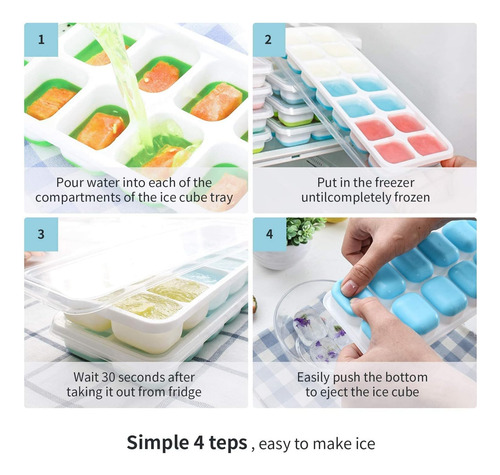 Bandeja Para Cubitos De Hielo Select4u Con Tapas Sin Bpa,...