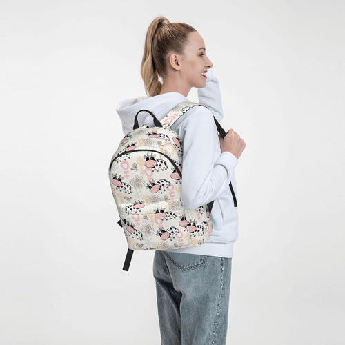 Mochila Escolar Fehuew Estampado De Vacas Lecheras