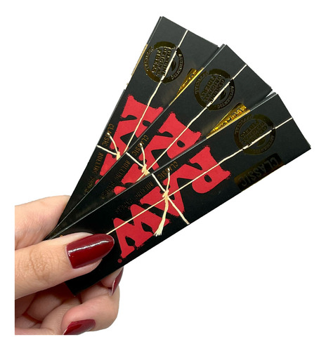 Caixa De Seda Raw Black Original Classic Preta Gold Com Selo