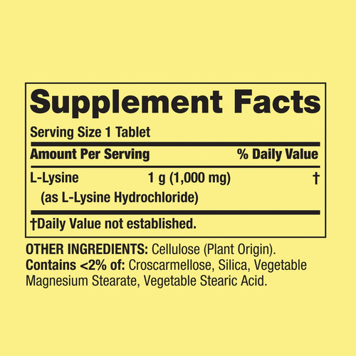 L-lisina L-lysine 1000 Mg Aminoacido , Sist Inmune