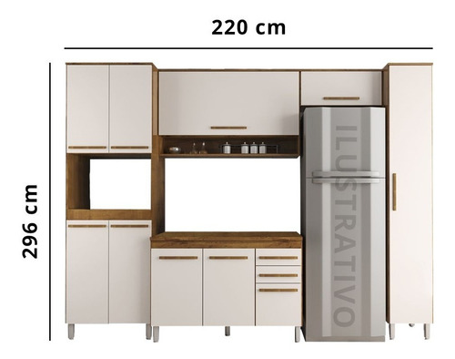 Imagem 3 de 5 de Cozinha Modulada 6 Peças Prata - Castanho/off-white