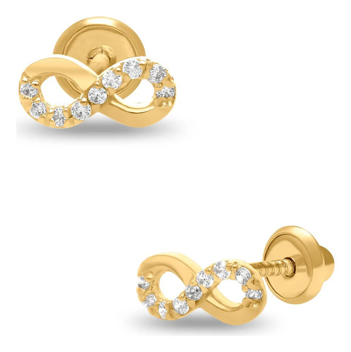 Broqueles Bizzarro Oro Amarillo 14k Con Zirconias