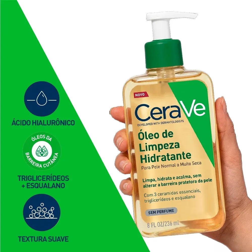 CeraVe Óleo de Limpeza Facial Hidratante para Pele Seca e Atópica 236ml — miniatura 4