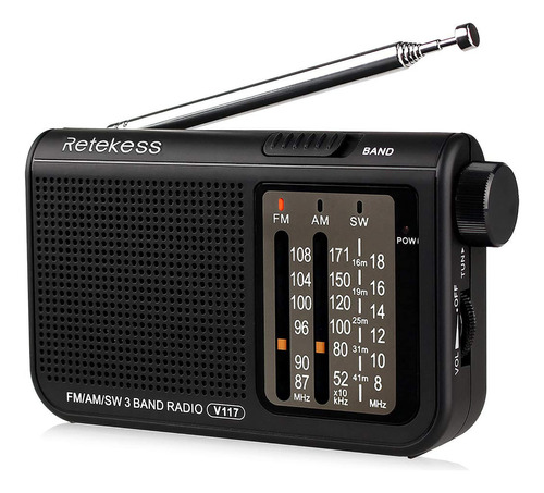 Tivdio V-117 Radio Am/fm Portable Con Transistor De Onda Cor