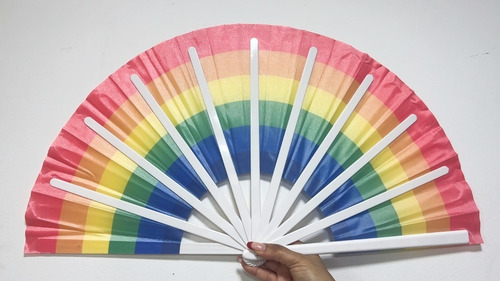 Leque Grande Faz Barulho Colorido Arco-íris Carnaval Festa