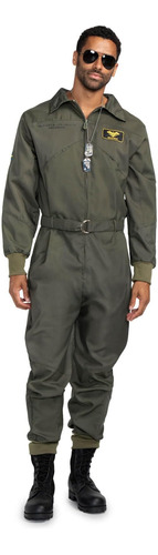 Disfraz De Piloto Color Verde/talla Xxl