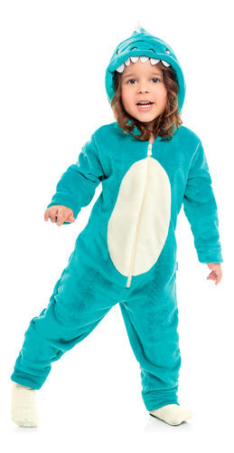 Macacão Pijama Infantil Menino Fleece Dinossauro Kamylus