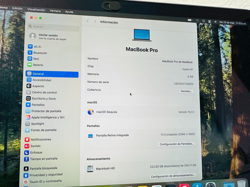 Apple Macbook Pro 13 Chip M1 256gb Ssd A2338 Usada Buen Est (Usado)