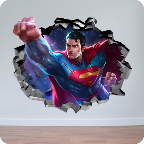 Vinilo Decorativo 3d Pared Rota Superman 50x50cm