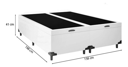 Cama Box Baú Queen 158 Sintético Com Colchão Paris Molas