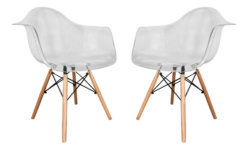 Set De 2 Sillas De Acrílico Transparente Eames Modelo Turín