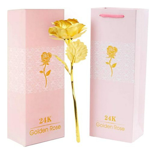 Rosa De Oro 24k En Caja De Lujo - Regalo Día De San Valentín