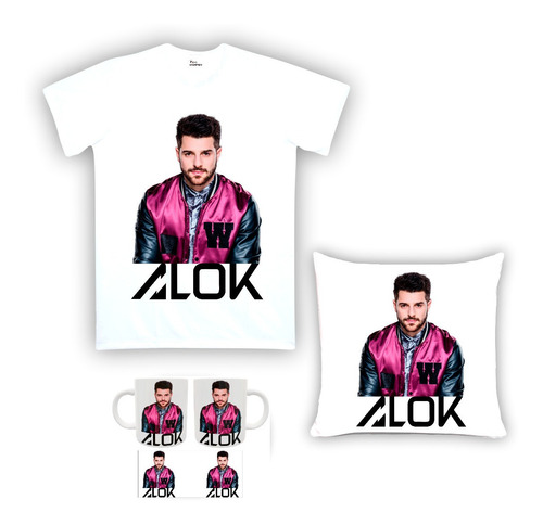 Kit Camiseta, Almofada E Caneca Alok 02