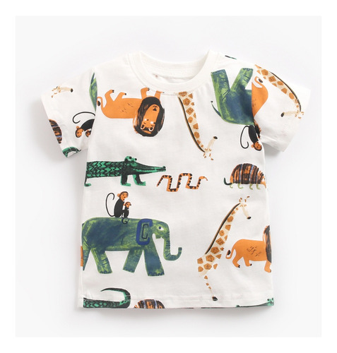 Conjunto Para Niño Short Y Playera Diseño De Animales Niños Ocre 5-6 Años