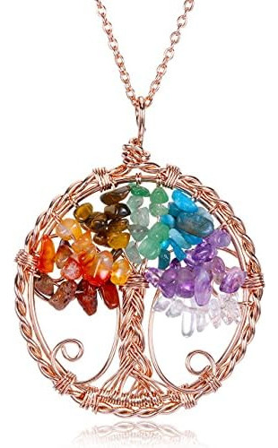 Top Plaza 7 Chakra Collar De Cristal Curativo Árbol De La 