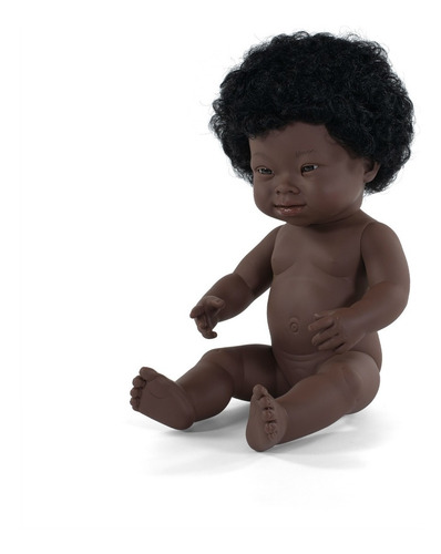 Imagen 1 de 4 de Muñeca Síndrome Down Africana 38 Cm