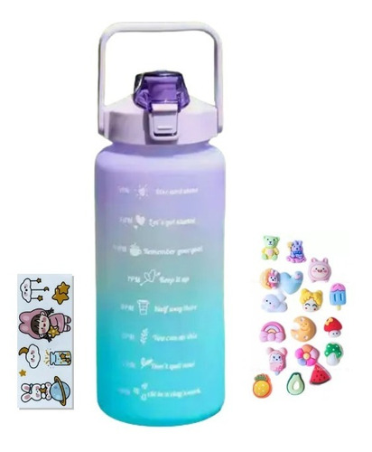 Botella De Agua Motivacional 2 Litros + Sticker De Regalo