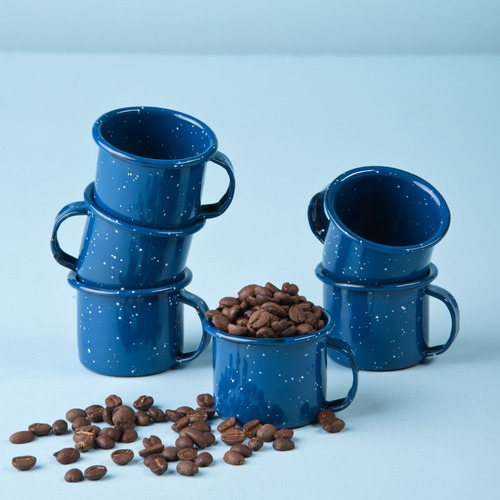 Juego De Taza Mezcalera De Peltre, 6 Piezas Azul