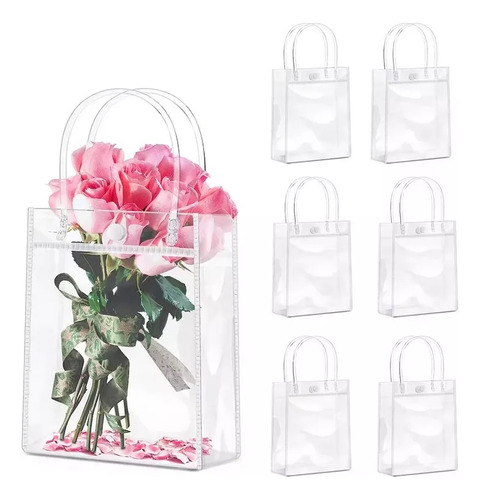 20 Bolsas De Regalo Con Asa Transparente, Recuerdo De Boda